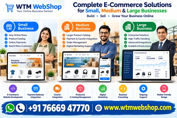 Can WTM WebShop build an e-commerce website for small, medium, and large businesses
