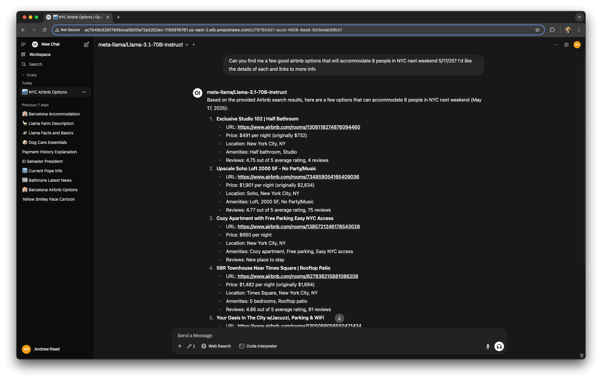 OpenWebUI User Interface