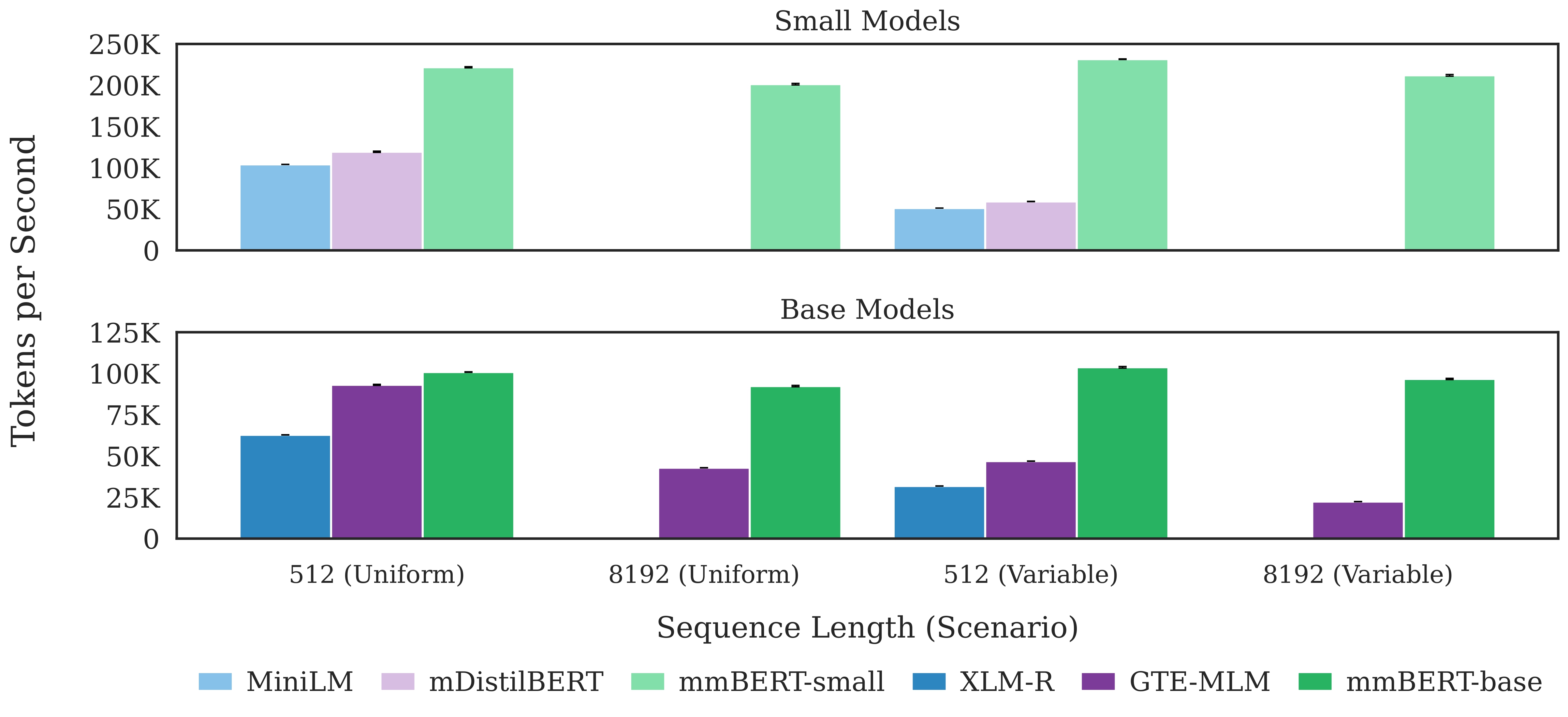 mmBERT is much more efficient than previous multilingual models