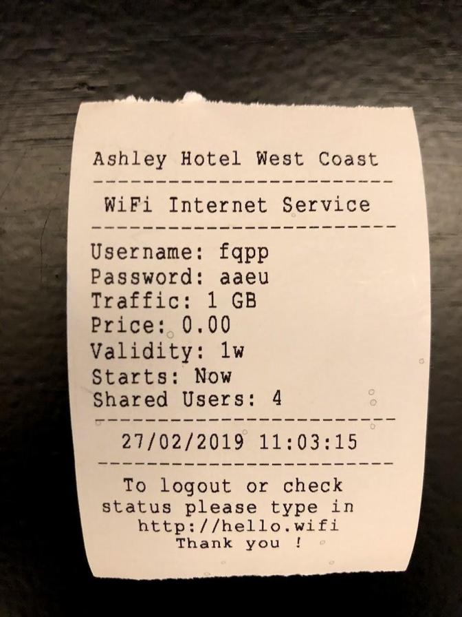 receipt of wifi